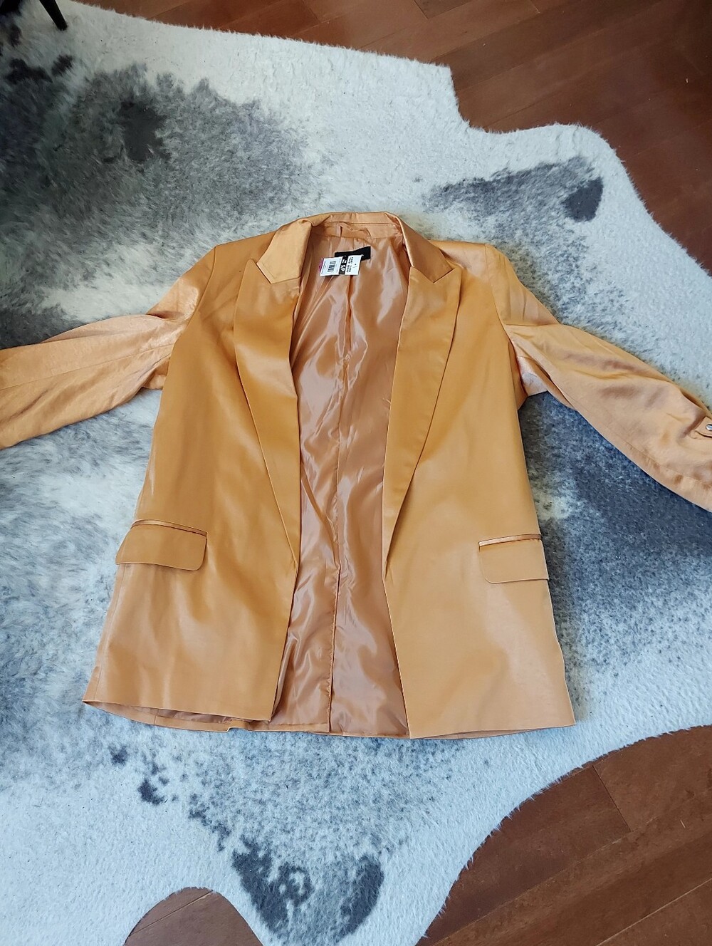Satiny Gold Blazer Jacket - Women's
